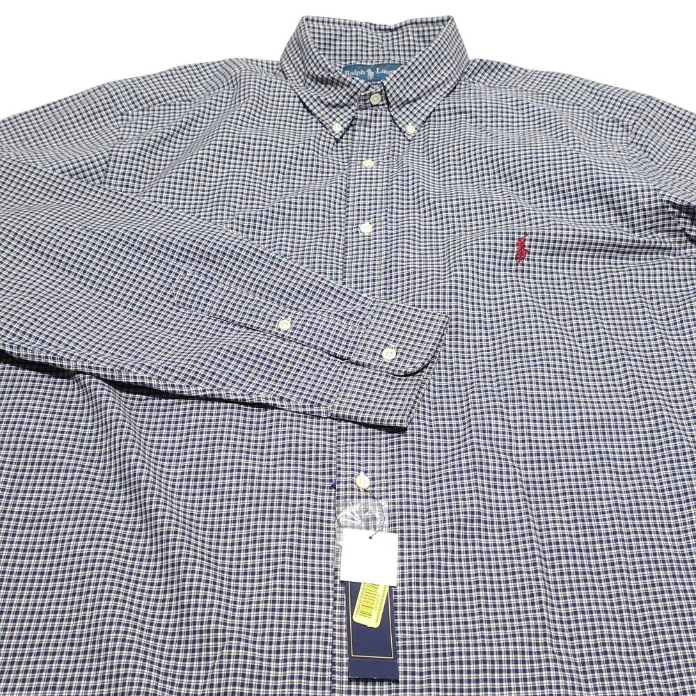 Ralph Lauren Mens XL-Tall Tattersall check 16.5/38 Cotton Button Dress Shirt